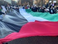 Holding the Large Palestinian Flag