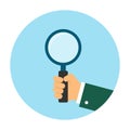 Holding magnifying glass Royalty Free Stock Photo