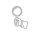 Holding magnifying glass line icon Royalty Free Stock Photo