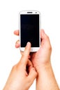 Holding a modern touch screen phone Royalty Free Stock Photo
