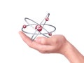 Holding molecule symbol in his hands Royalty Free Stock Photo