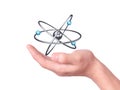 Holding molecule symbol in his hands Royalty Free Stock Photo