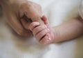 Holding Moms Finger Royalty Free Stock Photo