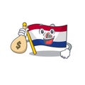 Holding money bag cartoon flag paraguay in with mascot Royalty Free Stock Photo
