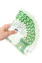 Holding a Money Fan Royalty Free Stock Photo