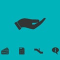 Holding palm icon flat Royalty Free Stock Photo