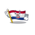 With holding phone cartoon flag paraguay in with mascot Royalty Free Stock Photo