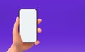Holding phone hand mockup on a background. Editable smartphone template. Touching screen Vector illustration Royalty Free Stock Photo