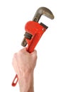 Holding Pipe Wrench in Hand