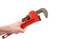 Holding Pipe Wrench in Hand