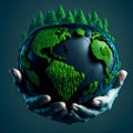 Holding planet Earth in our hands on Earth Day. Earth Day concept. Royalty Free Stock Photo