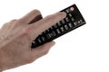 Holding a remotecontrol i the left hand Royalty Free Stock Photo