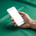 Holding a smartphone with a white blank screen indicating it could be Royalty Free Stock Photo