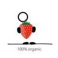 Holding strawberry organic color vector