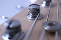 Holding string guitar tuning keys macro closeup