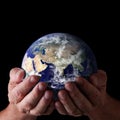 Holding sustainable world in hands Royalty Free Stock Photo