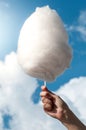Holding Sweet Cotton Candy on Stick Royalty Free Stock Photo
