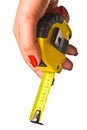 Holding tape measure Royalty Free Stock Photo