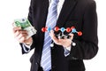 Holding a tnt molecule and money