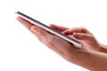 Holding touch screen tablet Royalty Free Stock Photo