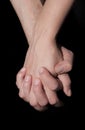 Holding two hands together. Union and love concept. Royalty Free Stock Photo