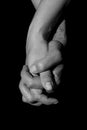 Holding two hands together. Union and love concept. Royalty Free Stock Photo