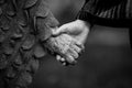 Holding two people hands young and old. Royalty Free Stock Photo