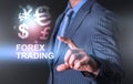 Holding world of currency forex trading with one hand