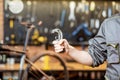 Holding wrenches at the bicycle workshop