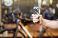 Holding wrenches at the bicycle workshop