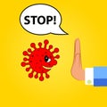 Stop hand gesture against virus.