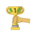 Holds the number one gold medal. Clip Art, vector, Illustration Royalty Free Stock Photo