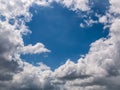 Hole of blue sky in the fluffy clouds in the sky Royalty Free Stock Photo