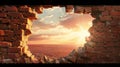 The hole in brick wall.AI generated image Royalty Free Stock Photo