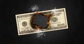 Hole Burning Through Hundred Dollar Bill Royalty Free Stock Photo
