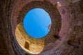 A hole in the ceiling in a wing of the Diocletianus Palace, Split, Dalmatia, Croatia.