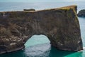 The hole through the cliff in Dyrholaey peninsula in Iceland