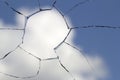 Hole glass broken cloud sky Royalty Free Stock Photo