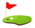 Hole golf with red flag and white ball stock vector illustration Royalty Free Stock Photo