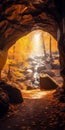 Golden Hues: Capturing Autumn Colors In A Sunlit Cave