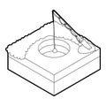 Hole for ice fishing icon, outline style