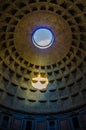 hole inside of ceiling of pantheon in rome brings light inside....IMAGE