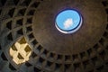 hole inside of ceiling of pantheon in rome brings light inside....IMAGE