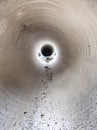 Hole in long tupe with large diameter. Water pipe