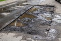 Hole on pavement on road during repairs Royalty Free Stock Photo