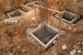 Hole of pole in construction site building Royalty Free Stock Photo