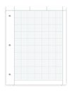 Hole punched quad ruled filler paper for three ring binder