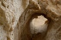 Rock hole of Nahal Darga canyon ,Judean desert, Israel, famous natural landmark