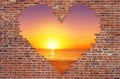 Hole shape heart inside brick wall, Symbol of love, brick wall h