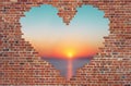 Hole shape heart inside brick wall, Symbol of love, brick wall h